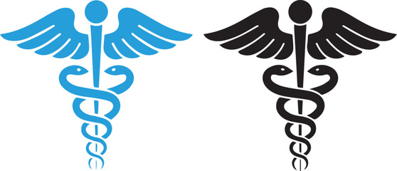 Caduceus medical symbol isolated on white background for health and medicine