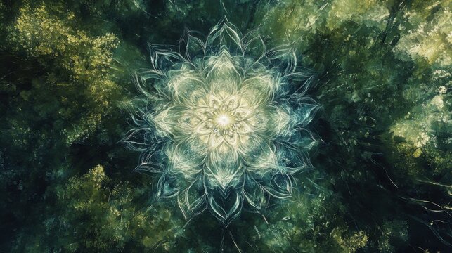 Serene digital mandala in abstract mystical design