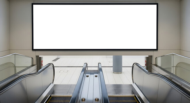  blank billboard with escalator Background