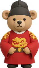 Cute Bear in Traditional Korean Emperor Costume