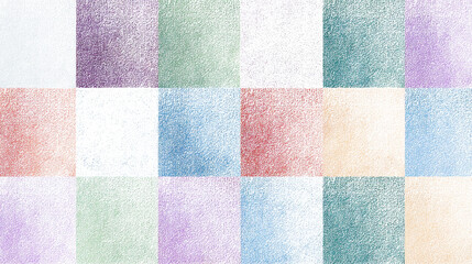 Fototapeta premium A grid pattern of pastel-colored squares featuring subtle texture and a gentle noise effect for a soft, tactile appearance.