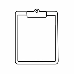 Minimalist Clipboard Outline: Clean Design with Rounded Edges and Central Rivet