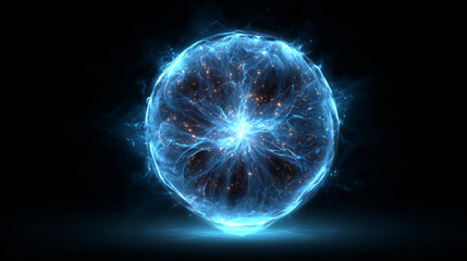 Obraz premium Colorful energy sphere emitting light in a dark environment