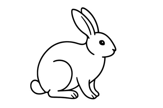 Cute rabbit outline sketch design. Vector illustration of a bunny for Easter. Simple line art animal drawing. Minimalist wildlife graphic icon for logo or children's book.
