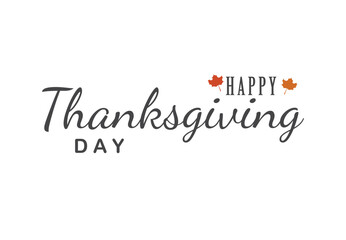 Vector illustration of a Happy Thanksgiving text with pumpkin and hat. Happy Thanksgiving day