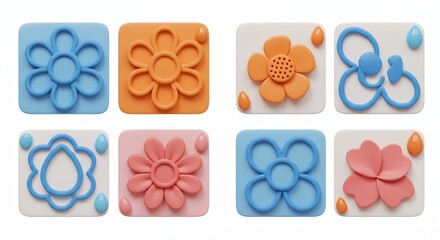 Fototapeta premium Colorful flower shaped cookie cutters