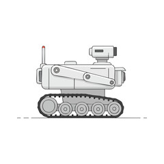 Sleek Grey Robotic Tank with Camera and Antenna