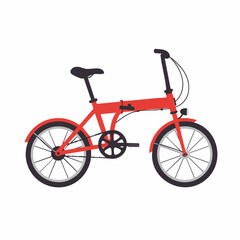 Vibrant Red Folding Bicycle with Black Accents and Detailed Design