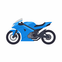 Fototapeta premium Sleek azure motorcycle with aerodynamic fairing and sporty design, side view