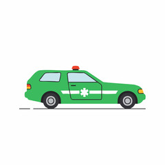 Green Emergency Medical Vehicle Side Profile Illustration