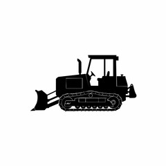 Naklejka premium Silhouette of a Heavy-Duty Bulldozer with Blade and Cabin Detail