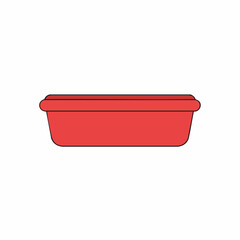Rectangular Red Plastic Container Simple Design Illustration