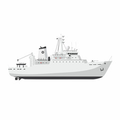 Detailed Side View of a Modern Naval Research Vessel