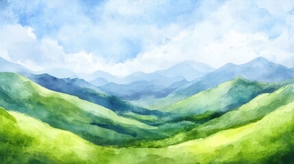 Fototapeta premium Serene mountain landscape under clear blue sky during daytime