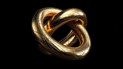 Golden, intricate, linked rings