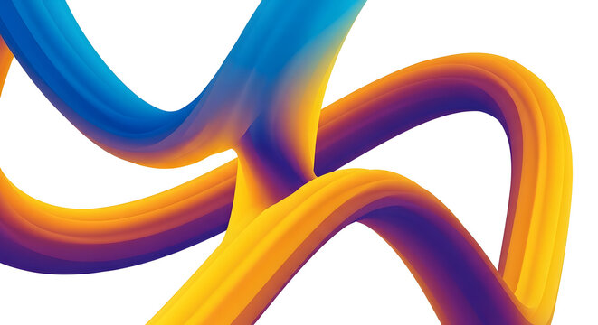 Abstract Flowing Gradient Waves: Blue, Yellow, and Purple on White Background