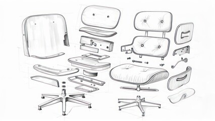 Exploded view of a modern chair