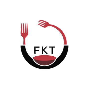 FKT Restaurant and Food Logo with Fork Plate Bowl Icon &ndash; Modern Dining and Catering Branding Design. FKT Letter Logo.
