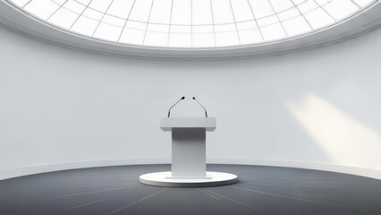 Empty podium in a round hall
