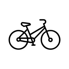 A minimalist illustration of a bicycle, showcasing its frame and wheels in a simple design.