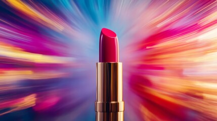 20.Chic beauty concept with a rotating lipstick, motion blur effect blending into an artistic makeup-inspired abstract background, stylish and high-end composition