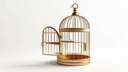 Empty gold birdcage