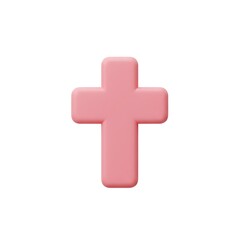 Obraz premium Pink cross icon flat 3D style