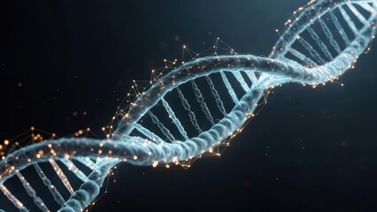 DNA double helix, glowing, abstract