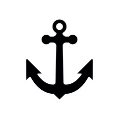 Anchor Icon. Black Nautical Symbol Vector for Marine, Sailing, Navigation, and Maritime Design Projects