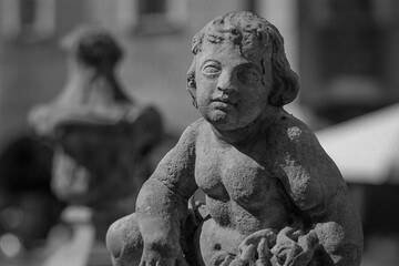 Architecture detail captured on black and white film. In Poznan, Poland.