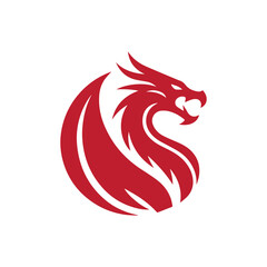 Red dragon head winged logo design. Winged dragon vector  in red  color.