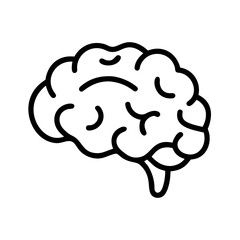 Simple outline of a human brain created in a minimalist, modern style on a white background.