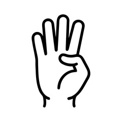Obraz premium A hand displaying four fingers, symbolizing a sign or gesture of counting, with a minimalist design.