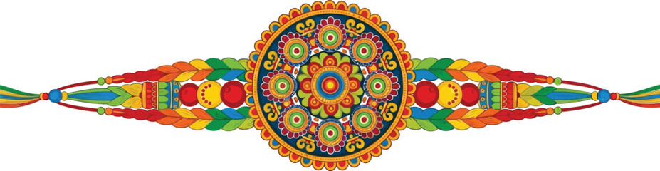 Fototapeta premium Vibrant Rakhi bracelet with colorful beads and intricate floral design