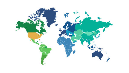 Fototapeta premium World map vector illustration for geography education and global business presentation resource material