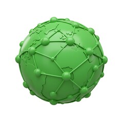 Obraz premium Green globe network 3D icon