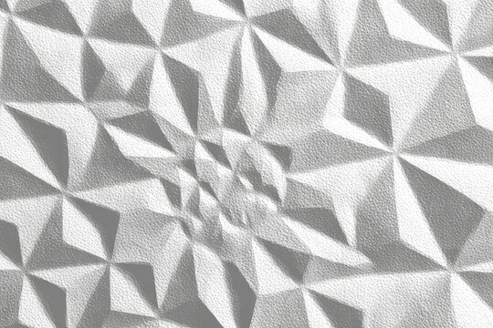 Abstract, textured, geometric pattern of light gray,  triangular shapes radiating from a central point