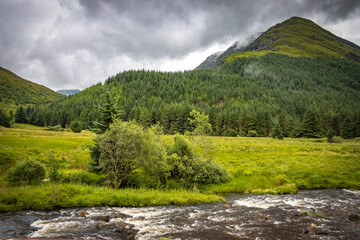 river in the scottish highlands, dramatic, scotland, highlands, uk