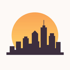 Obraz premium City Skyline Silhouette at Sunset.