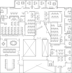 Office Furniture Layout Plan Vector Drawing