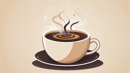 Fototapeta premium Steaming Coffee Cup Flat Vecto