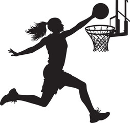 silhouette of a basketball player, basketball player vector full body