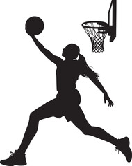 silhouette of a basketball player, basketball player vector full body