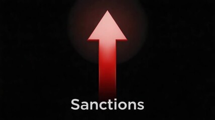 Red arrow symbolizing sanctions rising upward, indicating growth and escalation of political issues