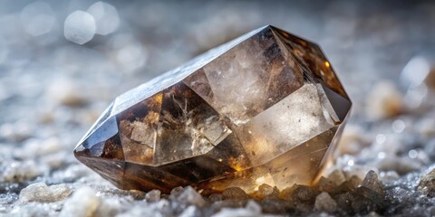 Close-up detail of a rough smoky quartz crystal