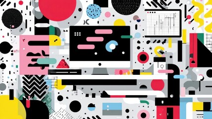 Obraz premium Abstract digital composition of colorful shapes and forms.