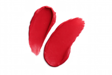 Passionate red lipstick marks forming heart silhouette against clear surface, symbolizing romantic beauty concept