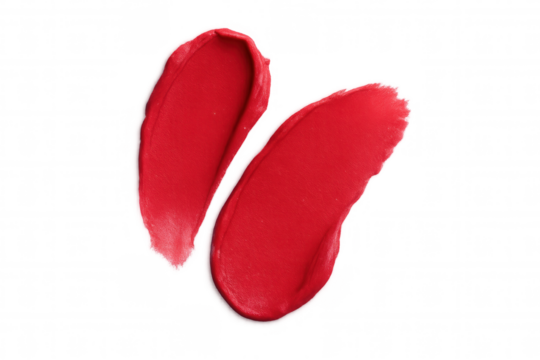 Passionate red lipstick marks forming heart silhouette against clear surface, symbolizing romantic beauty concept