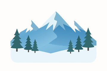 Fototapeta premium Majestic Winter Mountain Landscape Illustration.