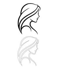 Minimalist Female Silhouette Line Art Profile Illustration.